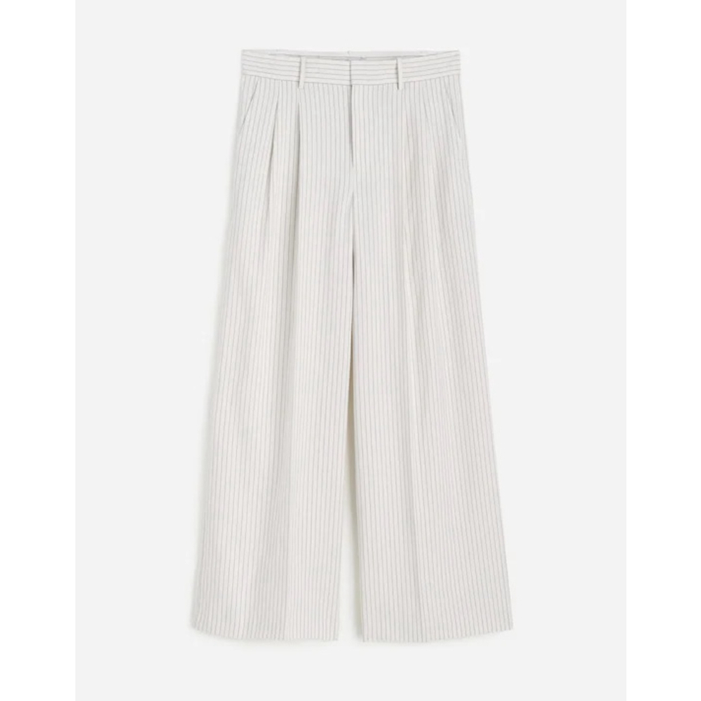 NWT Madewell The Superwide-Leg Trouser in Pinstripe Linen Blend size 14 NU680